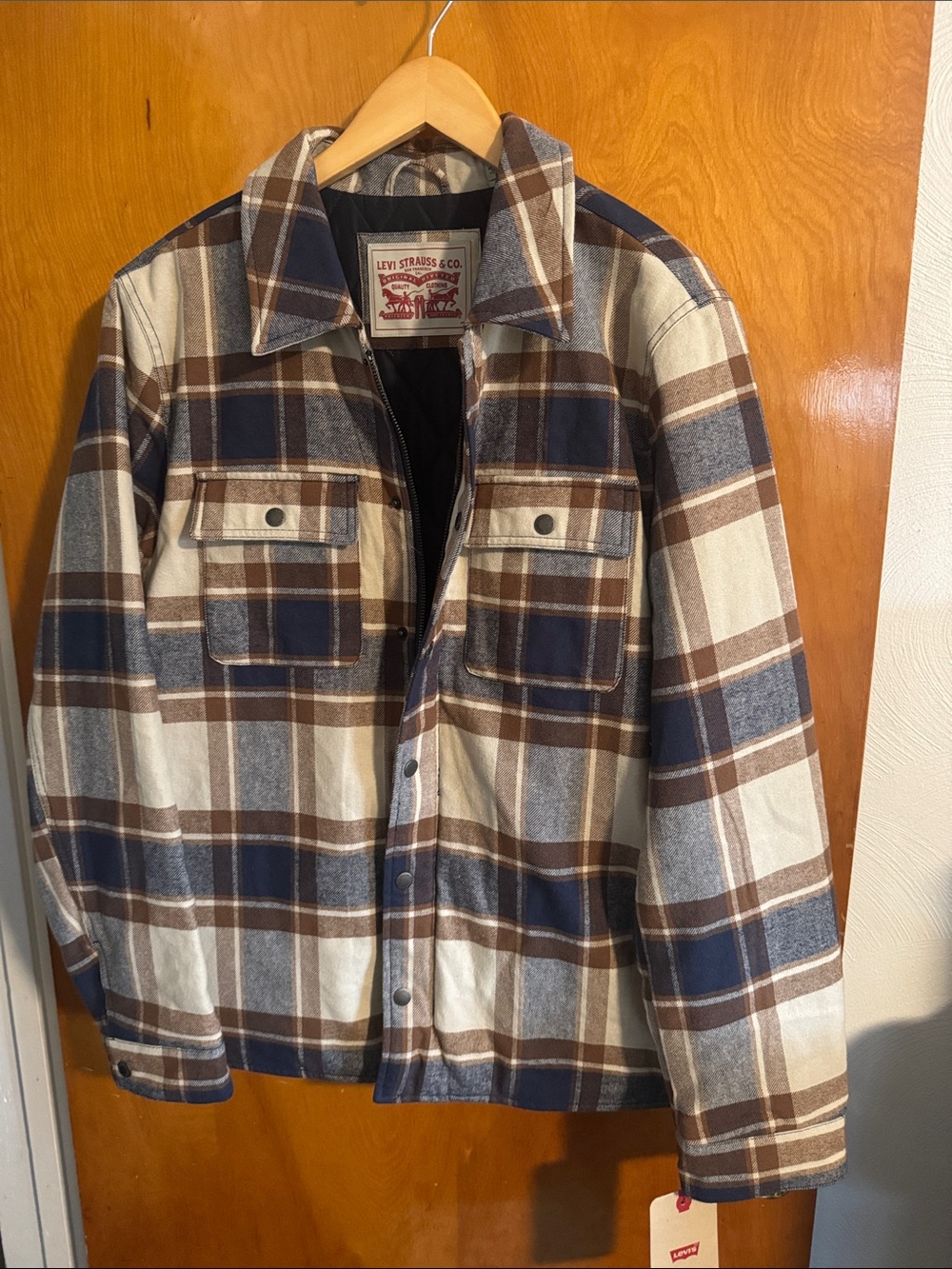 Levis Flannel Jacket Mens Medium Brown Plaid